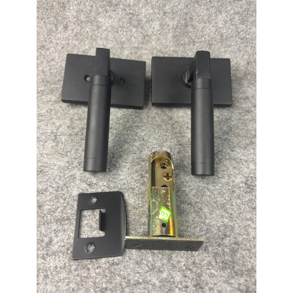 Ashley Norton Knurled Bauhaus Passage Lever Set Black Industrial Modern Hardware